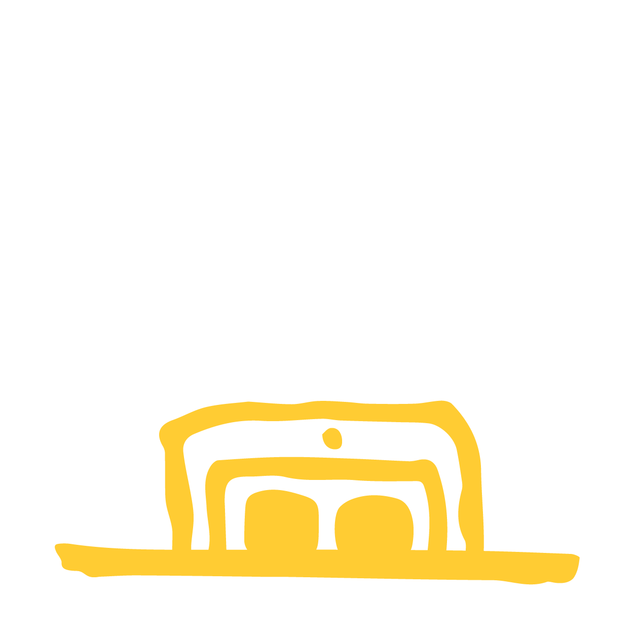 yellow drawn icon of top of phone peeking out